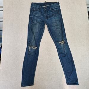 Womens MOTHER The Looker Distressed Jeans Size 26 Blue Made in USA